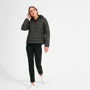 Everlane ReNew Lightweight Half-Zip Puffer in Black size XXS